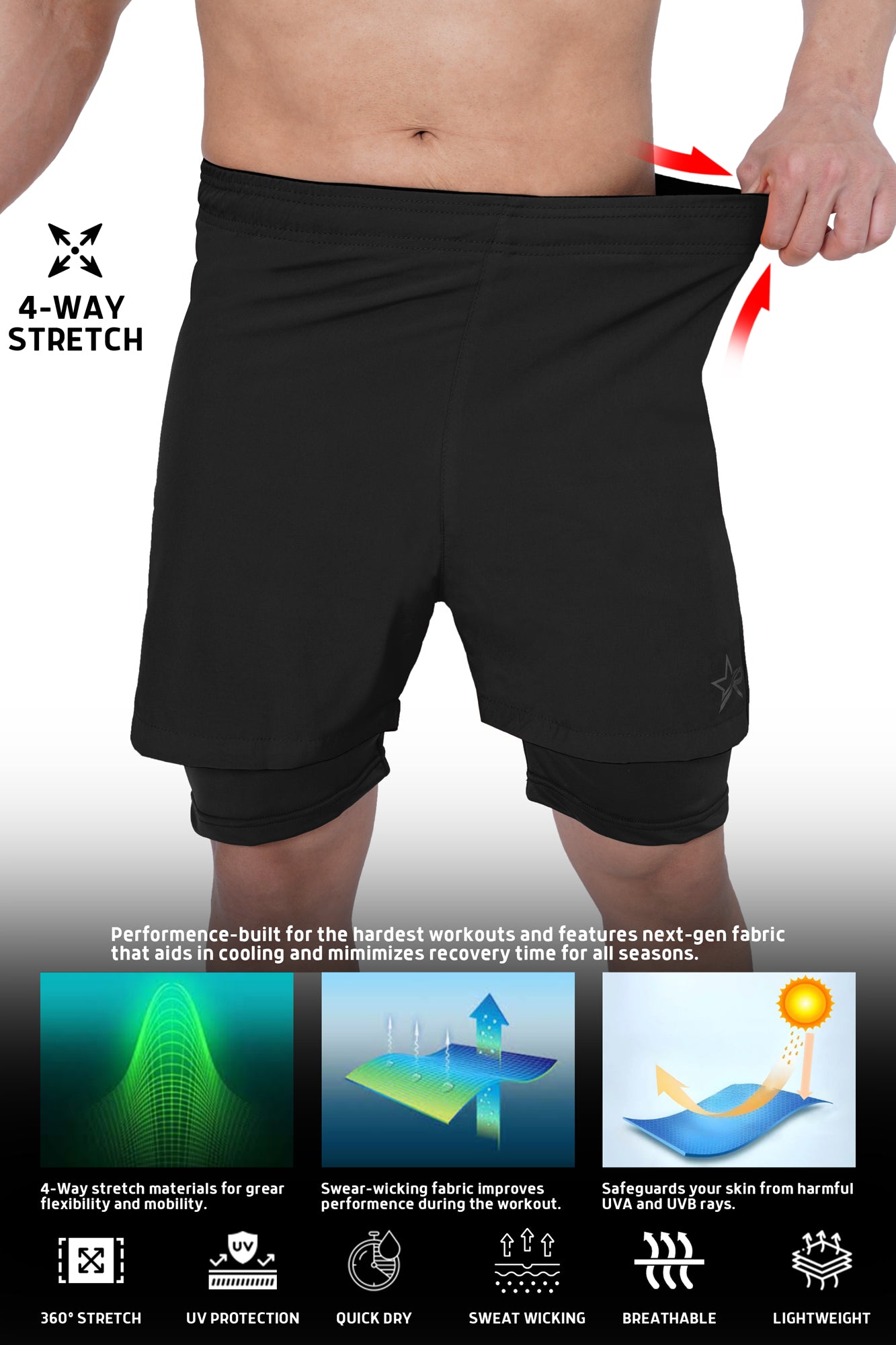 Men 2 in 1 Running shorts