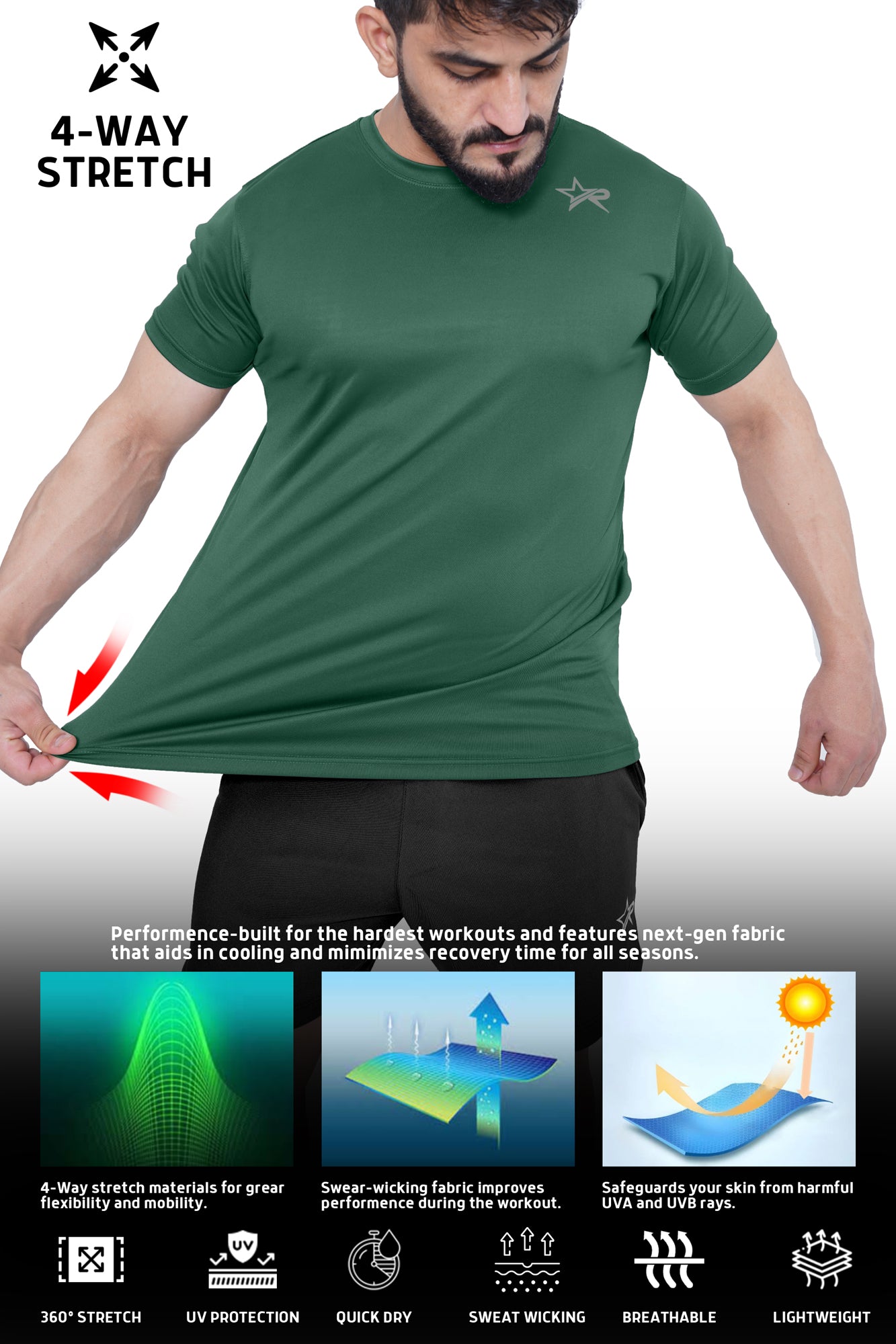 Men Sports T-Shirt - Green