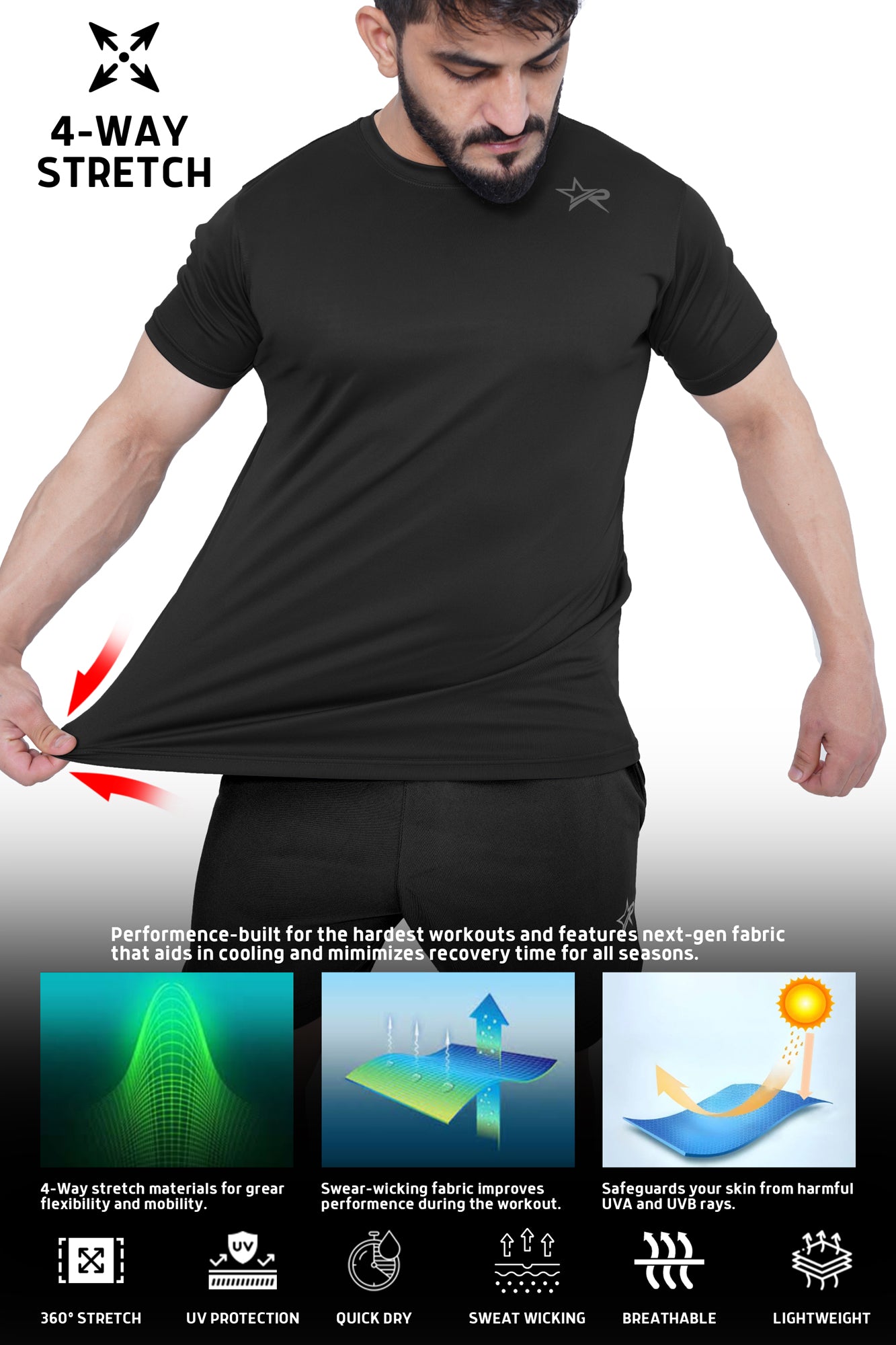Men Sports T-Shirt - Black