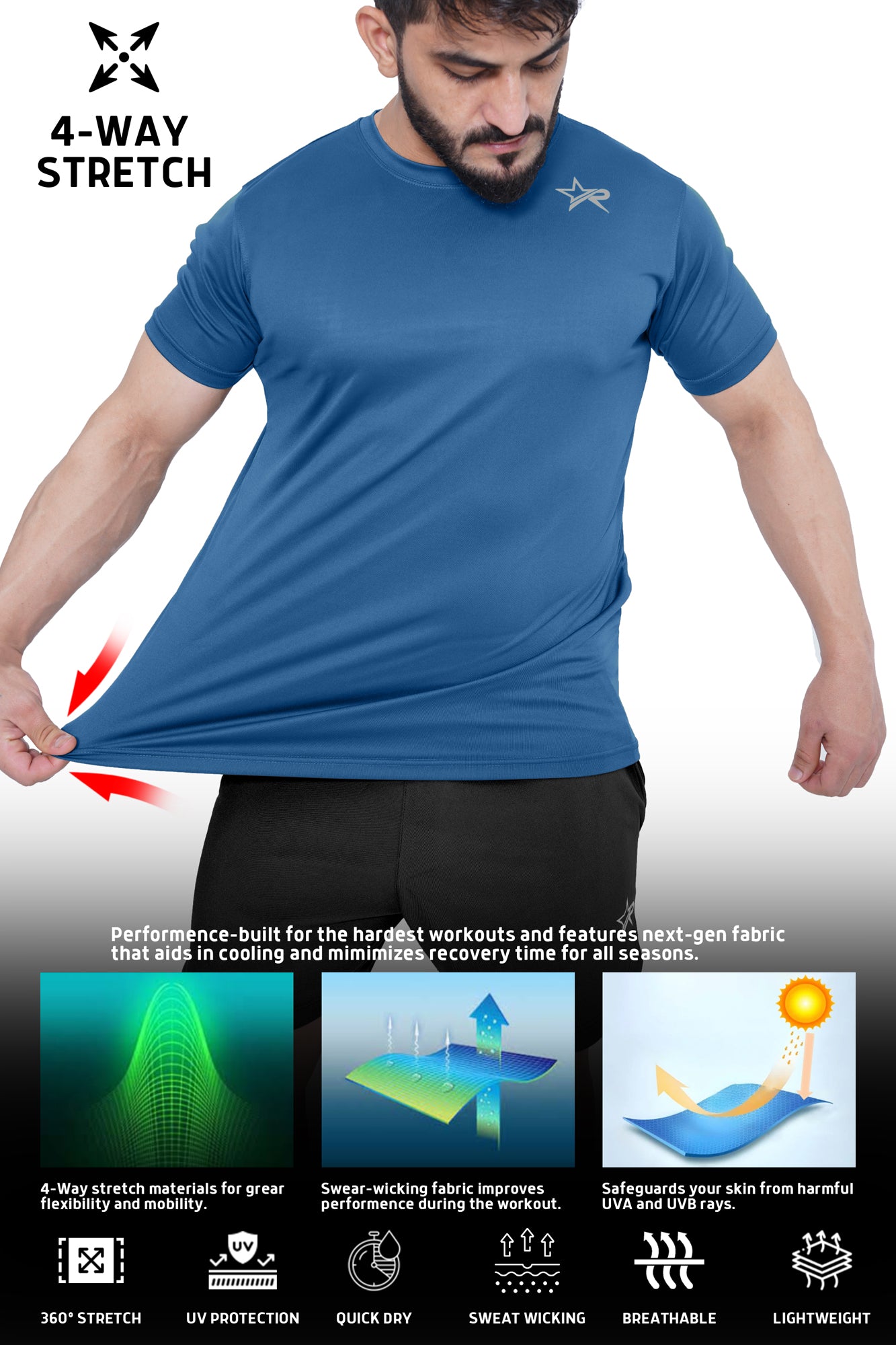 Men Sports T-Shirt - Imperial Blue