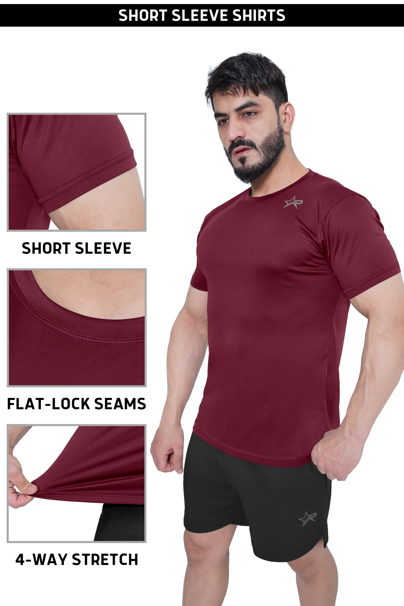 Men Sports T-Shirt - Burgundy