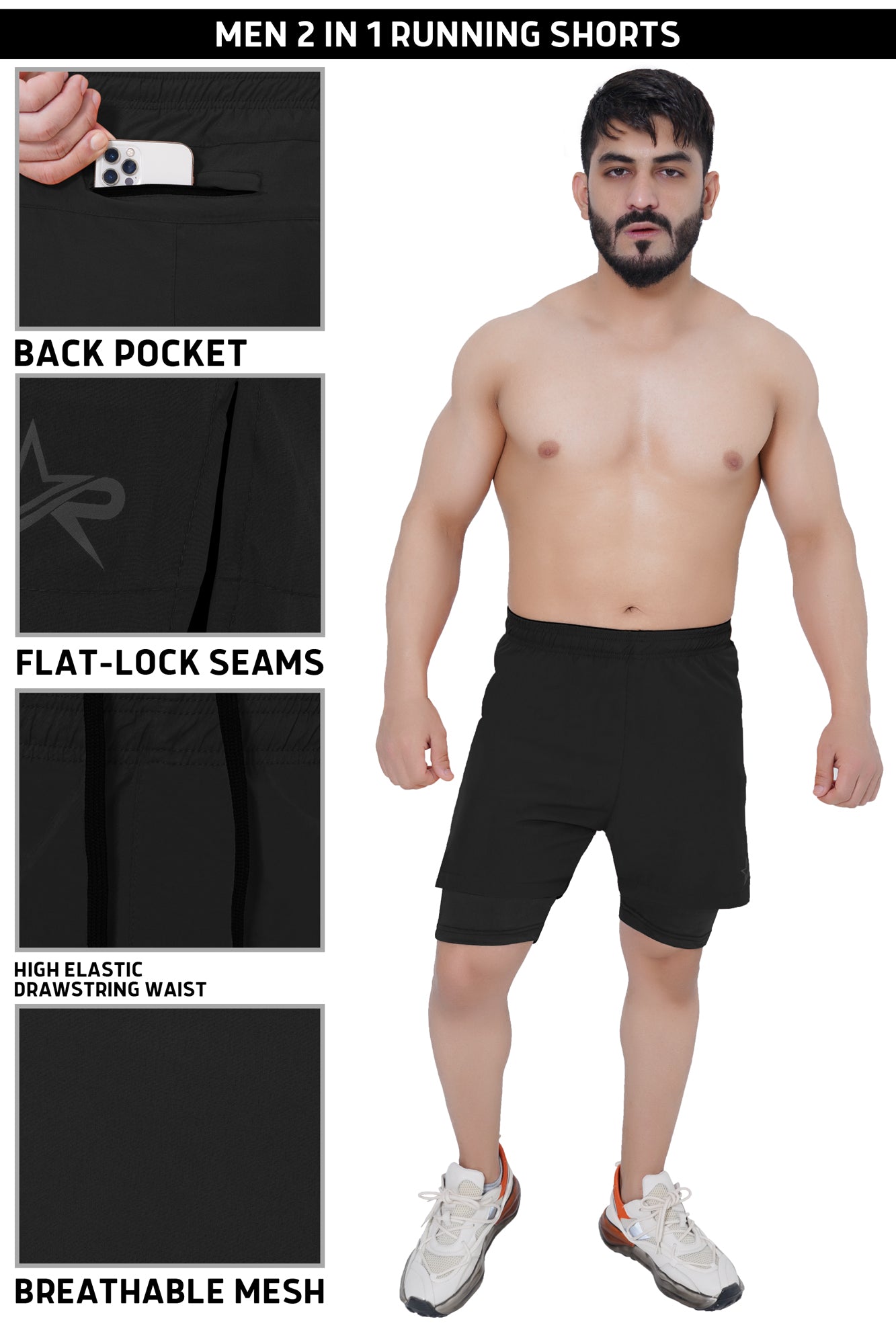 Men 2 in 1 Running shorts