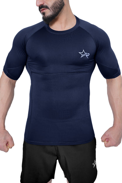 Men Compression Shirt Navy Blue