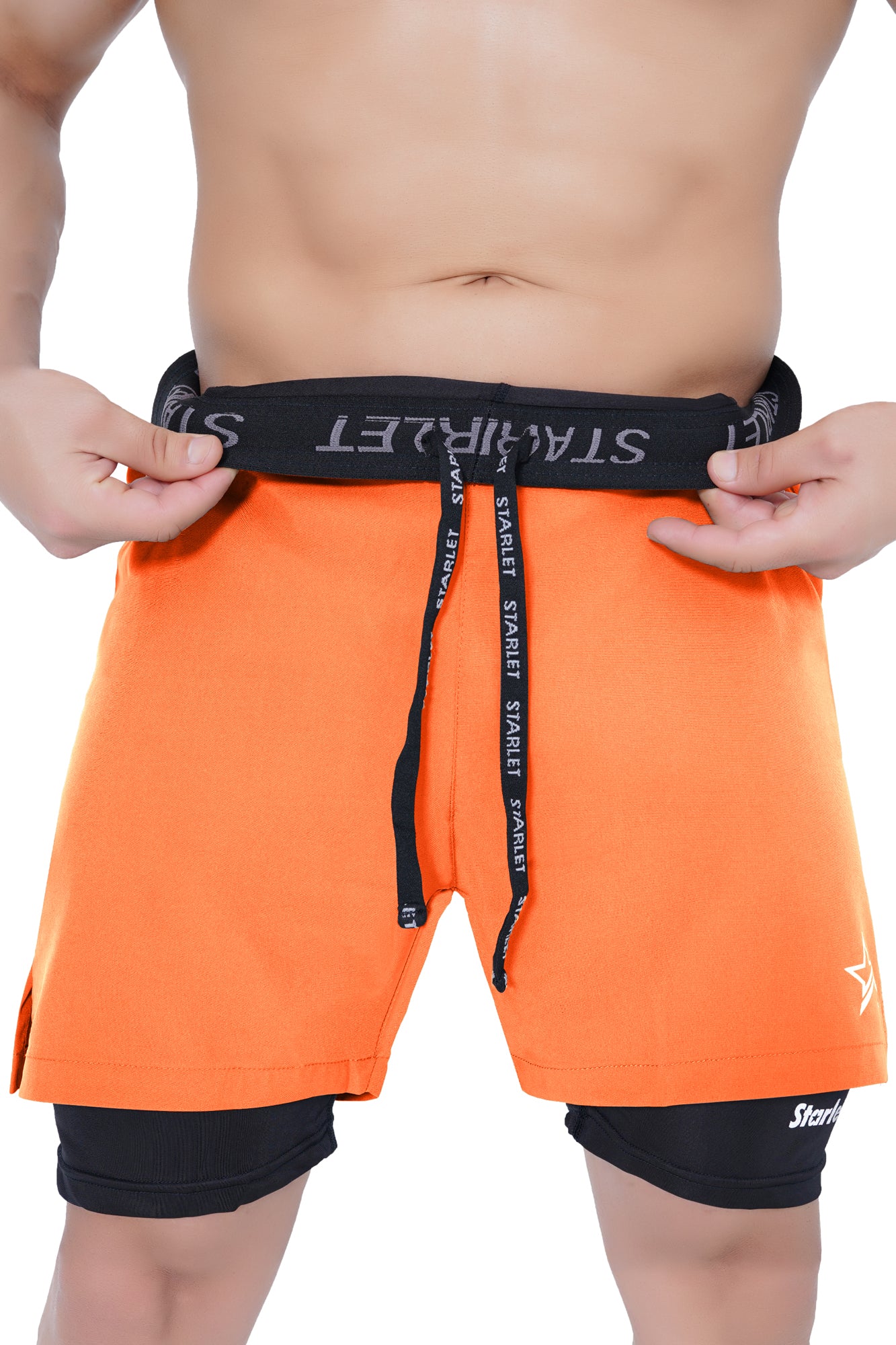Men Training Shorts - Orange/Black