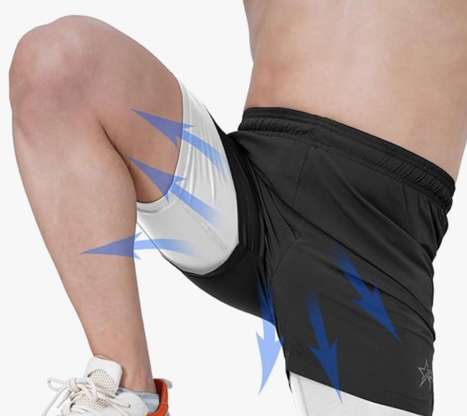 Men 2 in 1 Running Shorts