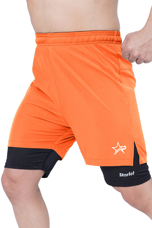 Men Training Shorts - Orange/Black