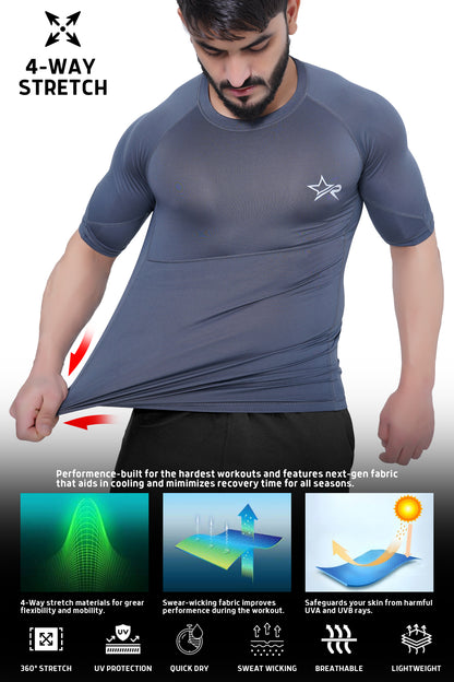 Men Compression Shirt Grey