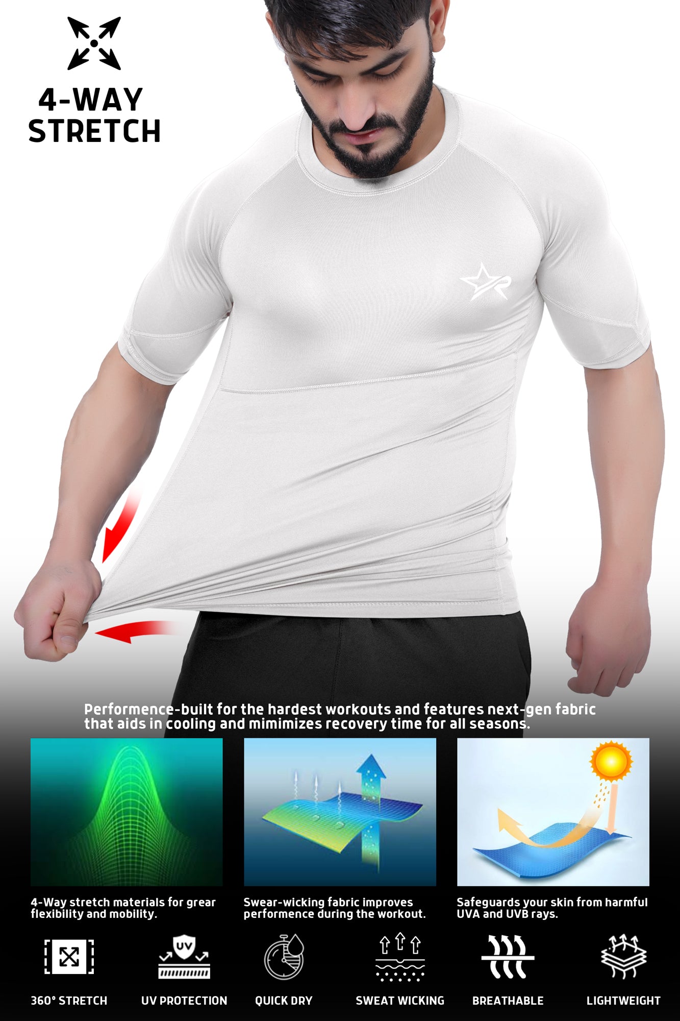 Men Compression Shirt White