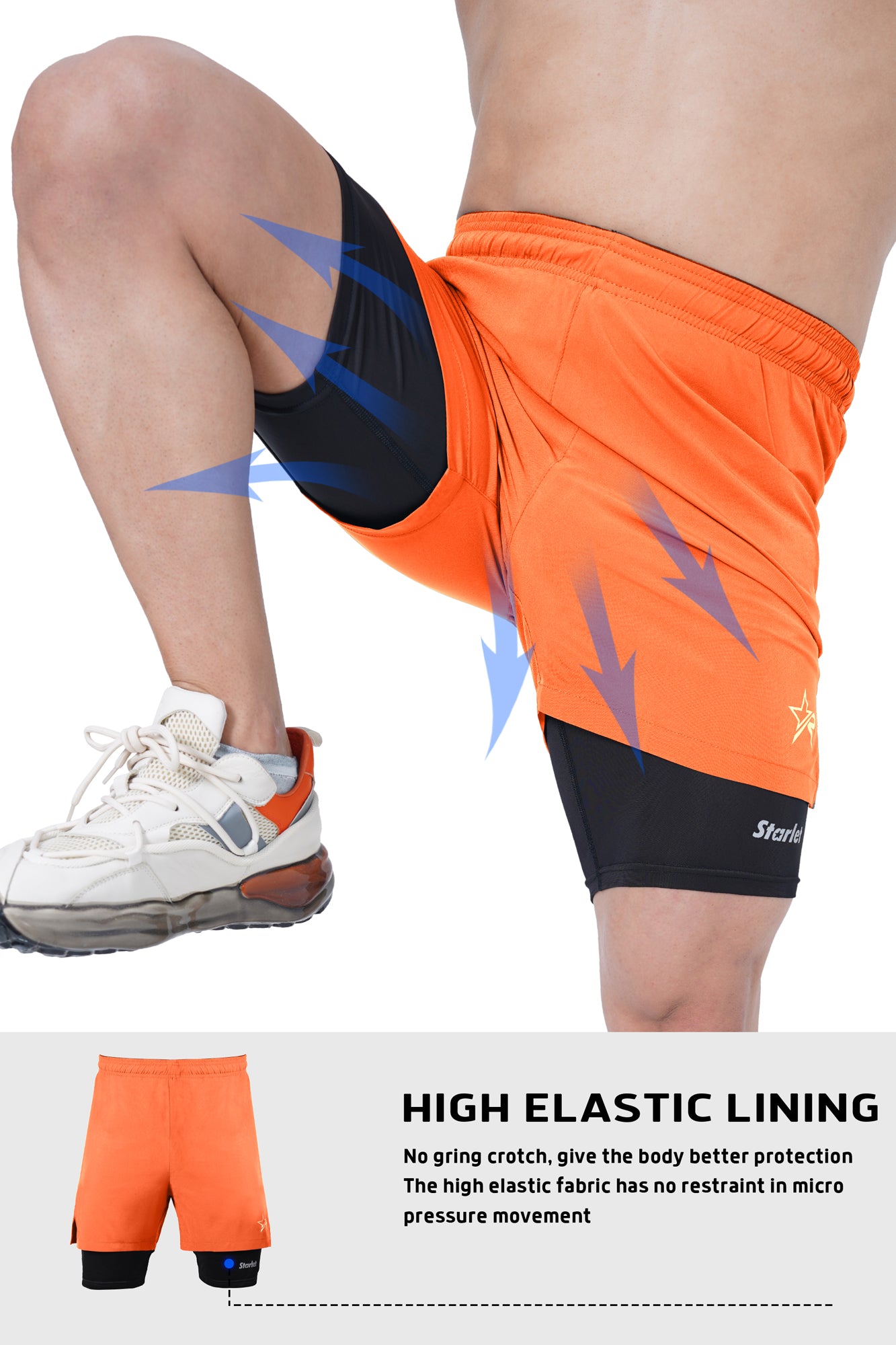 Men Training Shorts - Orange/Black