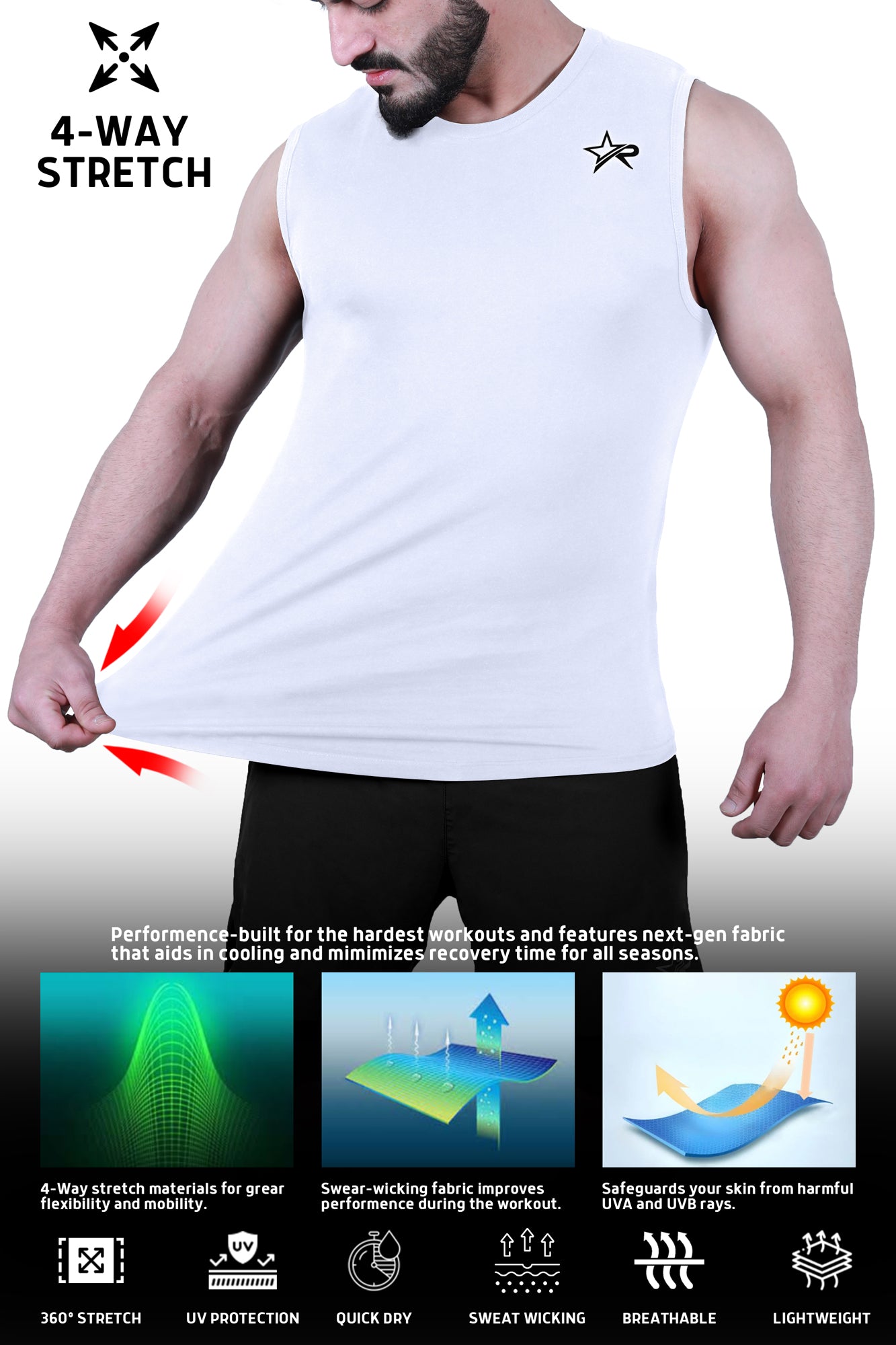 Men’s Wear Sleeveless Shirt - White
