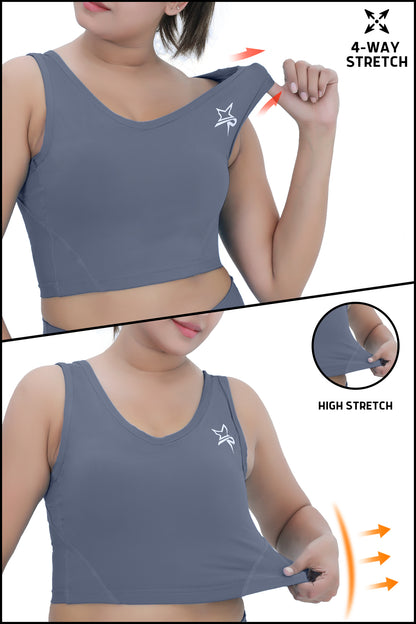 Women Crop Top - Grey