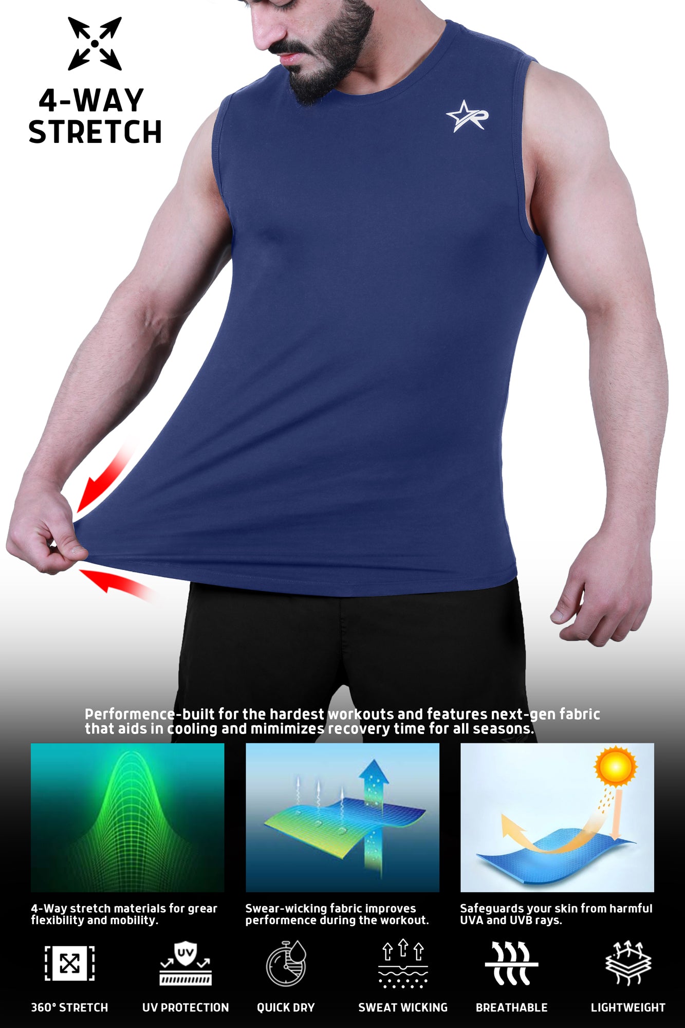 Men’s Wear Sleeveless Shirt - Navy
