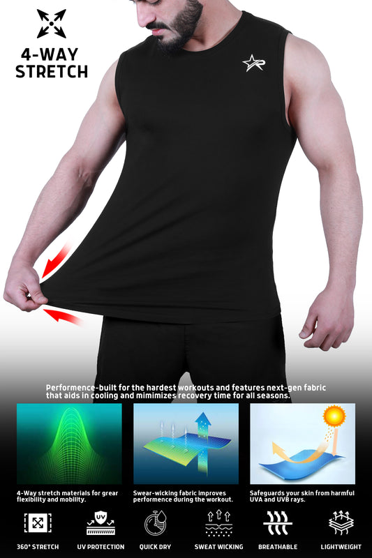 Men’s Wear Sleeveless Shirt - Black