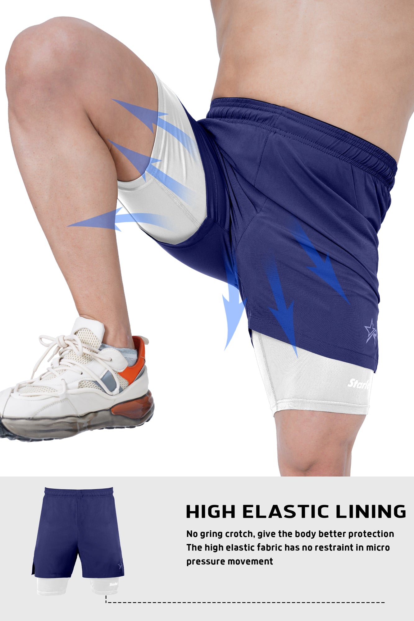 Men Training Shorts - Navy/White