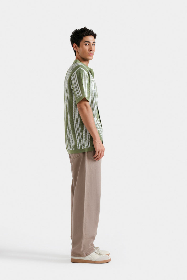 Organic textured knit polo