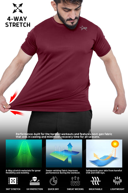 Men Sports T-Shirt - Burgundy