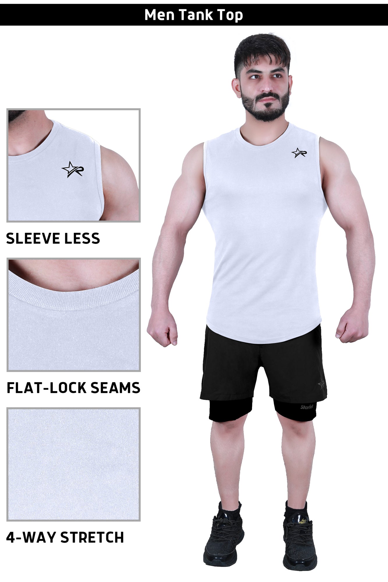 Men’s Wear Sleeveless Shirt - White