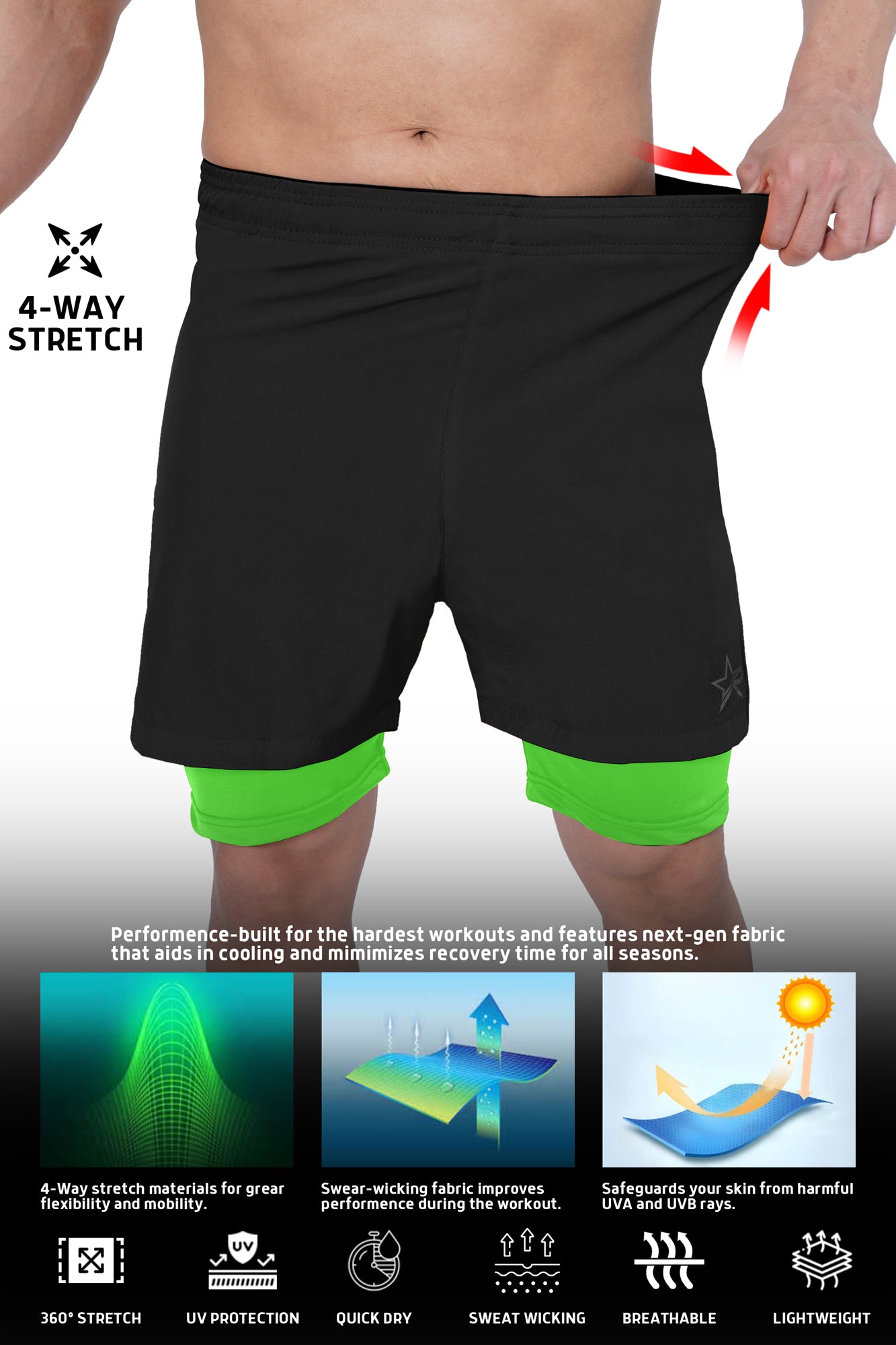 Men 2 in 1 Running shorts