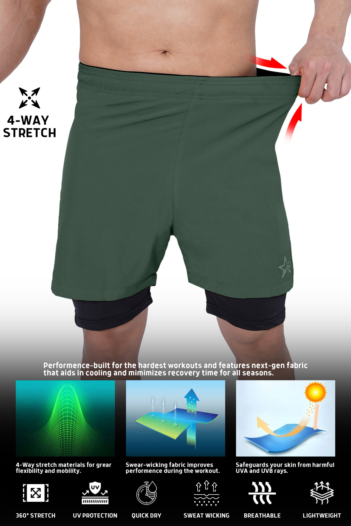 Men 2 in 1 Running shorts