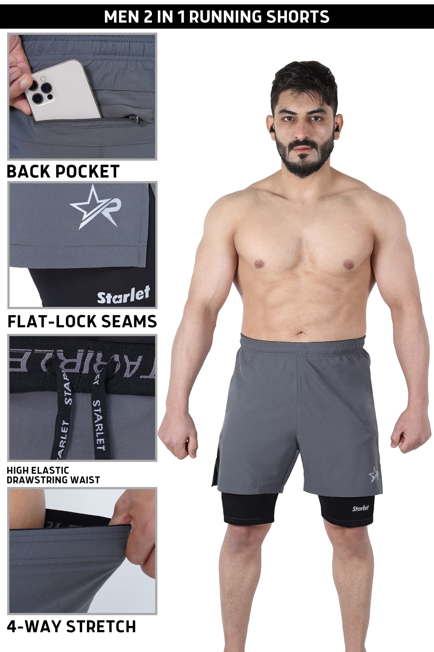 Men Training Shorts - Grey/Black