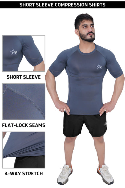 Men Compression Shirt Grey