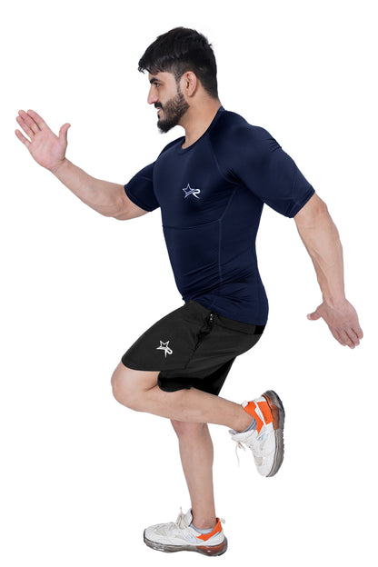 Men Compression Shirt Navy Blue