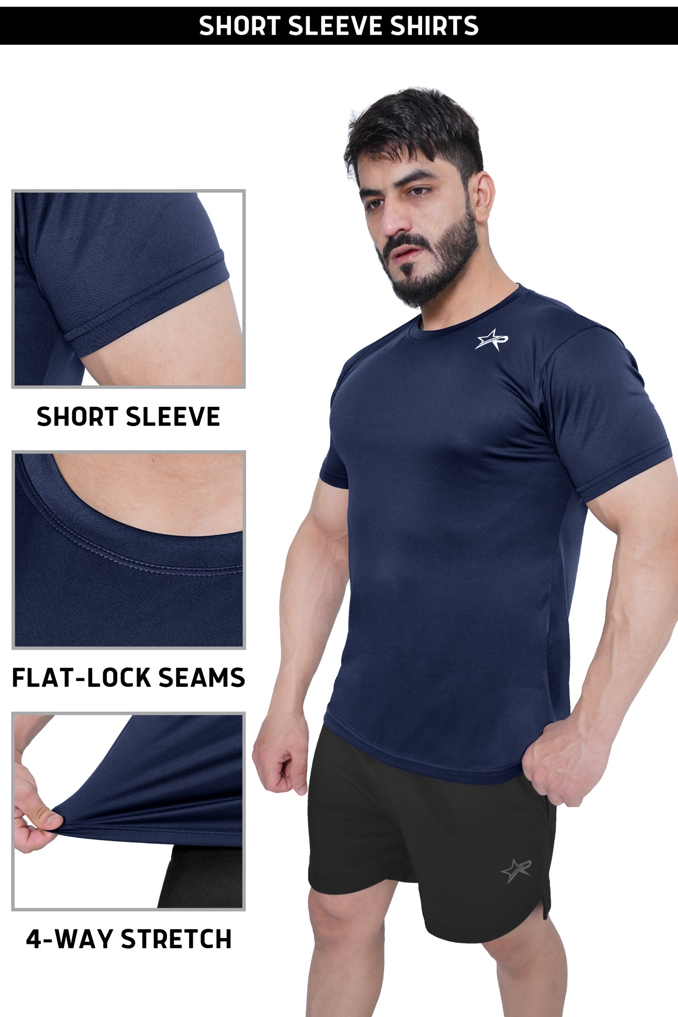 Men Sports T-Shirt - Navy Blue
