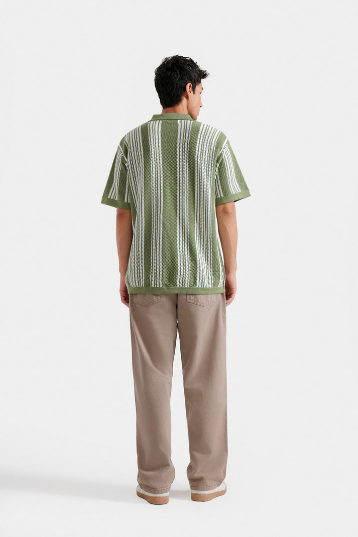 Organic textured knit polo