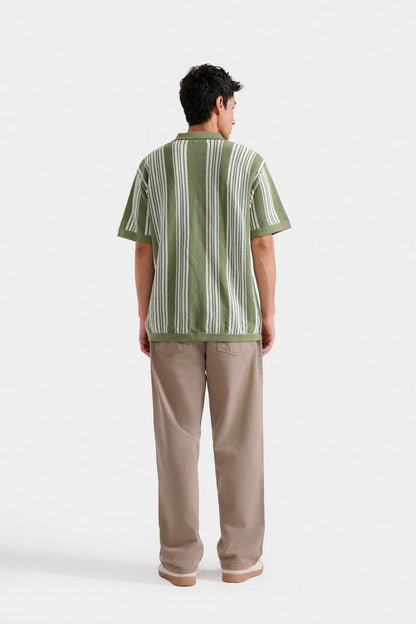 Organic textured knit polo