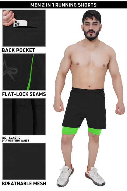 Men 2 in 1 Running shorts