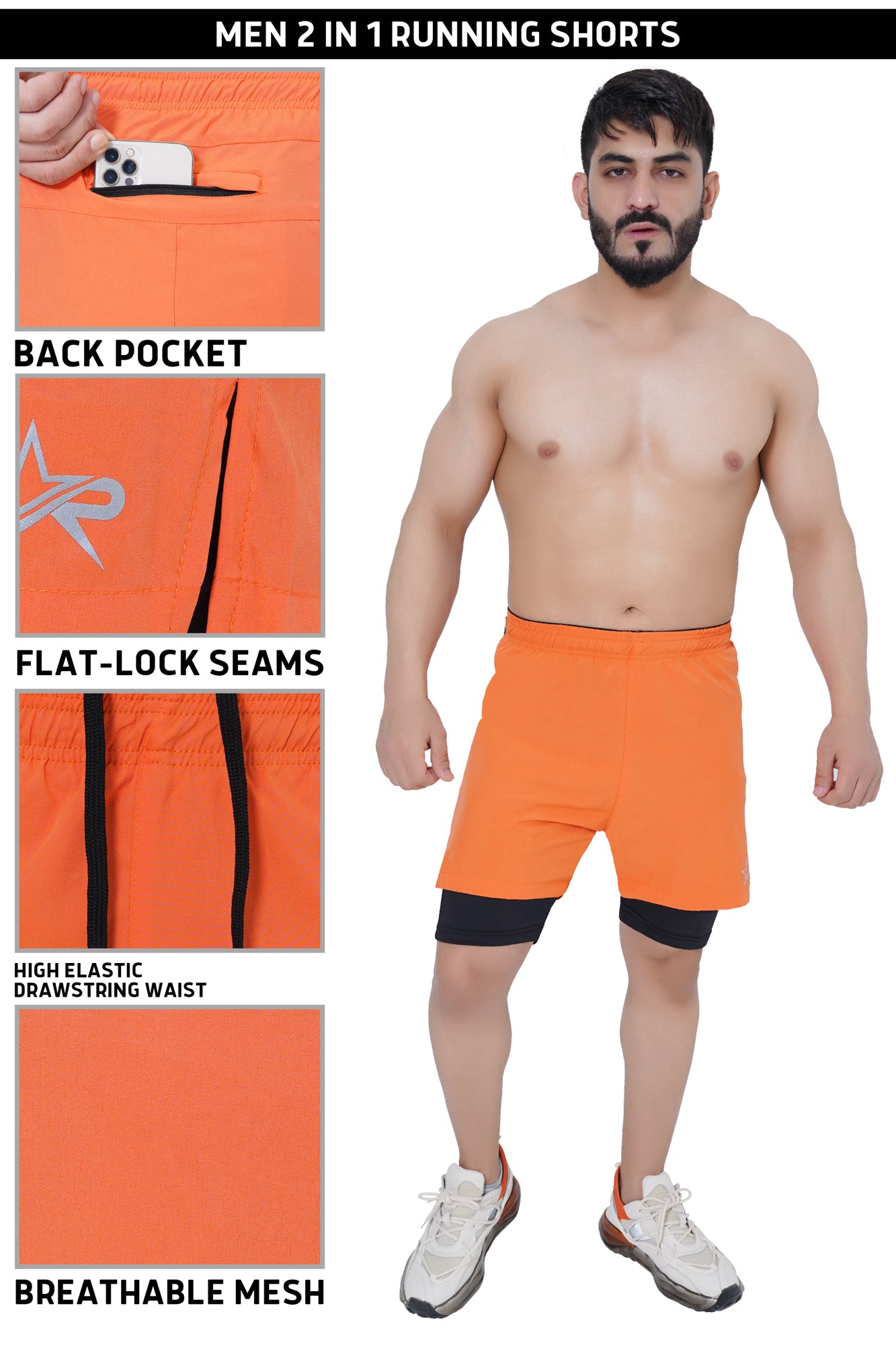Men 2 in 1 Running shorts