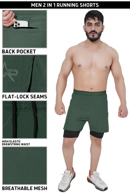 Men 2 in 1 Running shorts