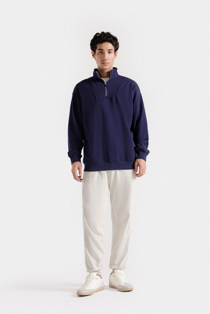 Basic quarter zip-up sweatshirt