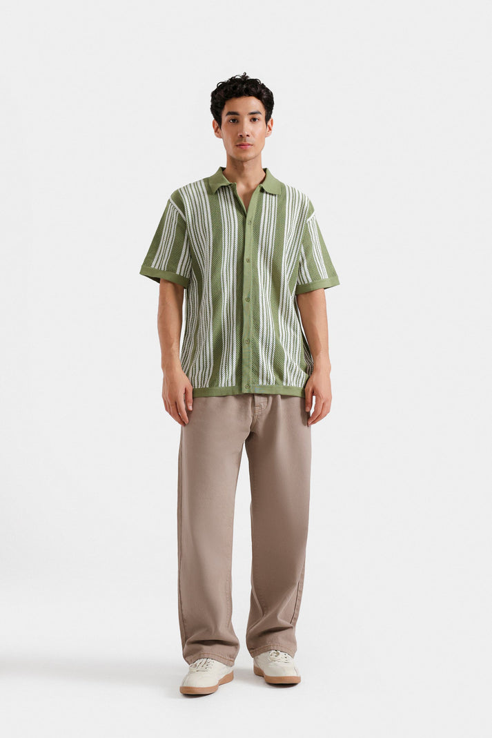 Organic textured knit polo