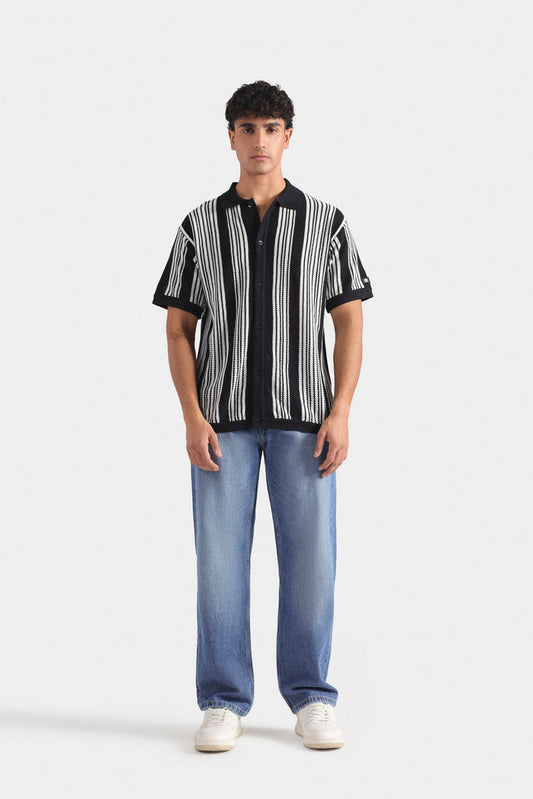 Organic textured knit polo