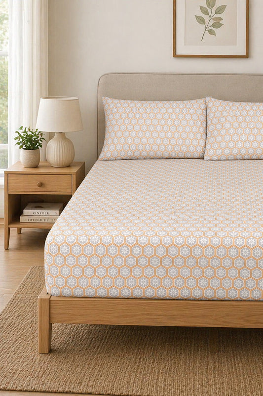 Honeycomb premium fitted sheet set – soft, easy care bedding