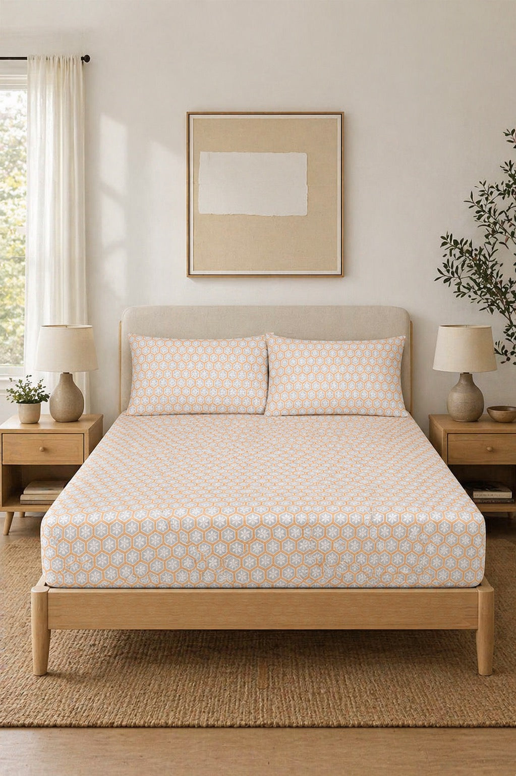Honeycomb premium fitted sheet set – soft, easy care bedding